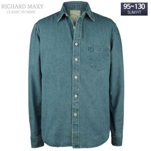 95-120 빅사이즈 연청 데님 청남방 슬림핏 셔츠 - SMA4530