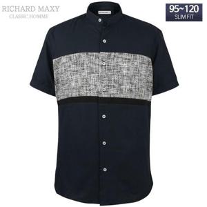 95-130 빅사이즈 차이나카라 반팔 슬림핏셔츠 - SMA6266