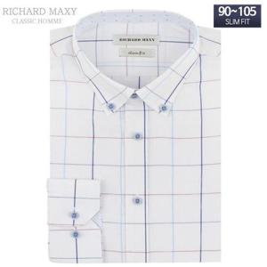 [슬림] 화이트 체크 슬림핏 와이셔츠 - SMA1247