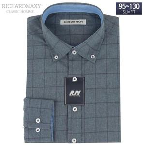 95-120 빅사이즈 체크 긴팔 슬림핏 와이셔츠 - SMA3068