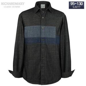 95-120 빅사이즈 흑청 데님 청남방 슬림핏 셔츠 - SMA6520