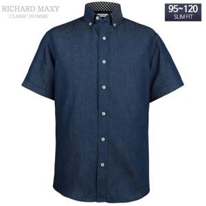 95-120 빅사이즈 진청 반팔 슬림핏 와이셔츠 - SMA6259