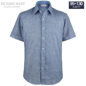 95-120 빅사이즈 쟌체크 반팔 슬림핏 와이셔츠 - SMA6246