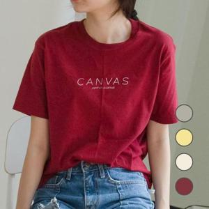 [험블스튜디오] 캔버스 레터링 라운드넥 오버핏 반팔티