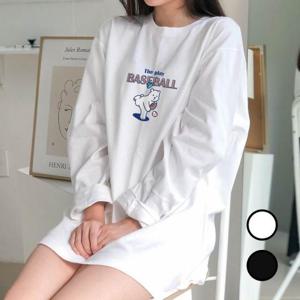 [험블스튜디오] 베이스볼 캐릭터 프린팅 데일리 긴팔티