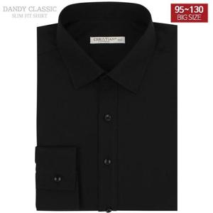 [95-130 빅사이즈] 블랙 긴팔 슬림핏 와이셔츠 - 1