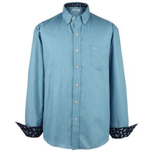 [95-130 빅사이즈] 포켓 배색 연청 청남방 데님셔츠 - 328