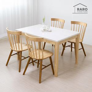 라로퍼니처 아몬드 1200 천연 대리석 4인 식탁 세트 (식탁+의자4)