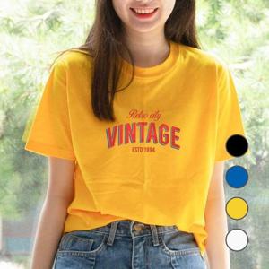 [험블스튜디오] 빈티지 포인트 레터링 루즈핏 여름반팔티