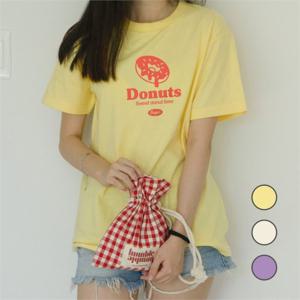 [험블스튜디오] 오버핏 도너츠 프린팅티 여성반팔티셔츠