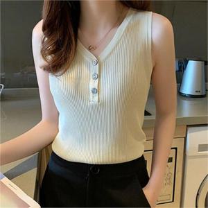 프리티글라라 민소매 티셔츠 단추 나시 니트티 sn-04