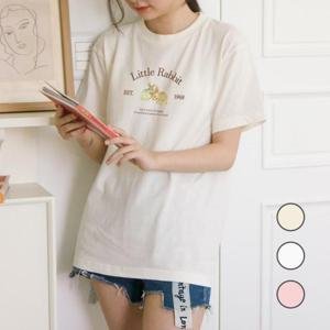 [험블스튜디오] 리틀레빗 레트로 캐릭터티 라운드넥 반팔티