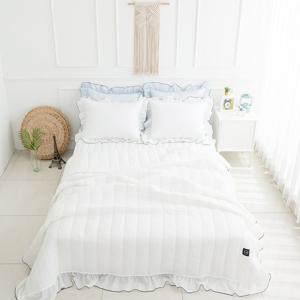 에어밤부 프릴 스노우 리플 SS 여름누비이불패드 풀세트 화이트