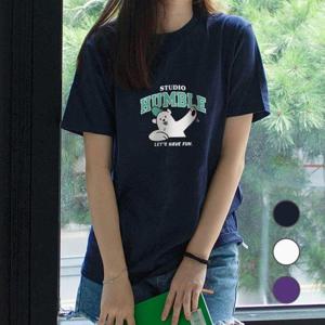 [험블스튜디오] 캐릭터 프린팅 오버핏 라운드넥 여름반팔티