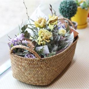 타원형 해초 바구니 SS, 라탄 수납 피크닉 인테리어 햄퍼