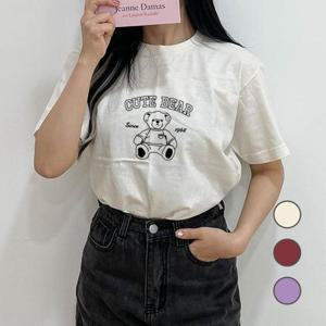 [험블스튜디오] 캐릭터 큐트베어 프린팅 오버핏 반팔티셔츠