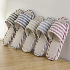[마물샵] 남녀공용 굵은 스트라이프 린넨 슬리퍼 실내화