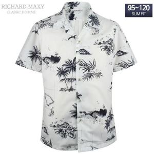 95-120 빅사이즈 화이트 반팔 슬림핏 셔츠 - SMA8378