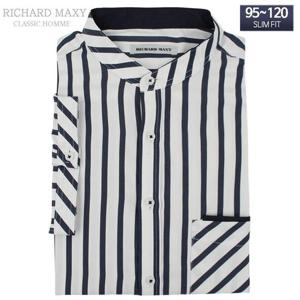 95-120 빅사이즈 네이비 반팔 슬림핏 셔츠 - SMA6286