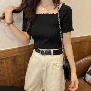 [시스터즈] 여성 스모크 밴딩 쫀쫀원단 크롭탑 5컬러