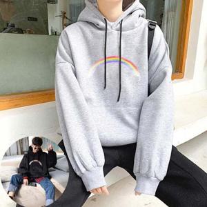 [시스터즈] 남성 일반 기본핏 레인보우 프린팅 후드티