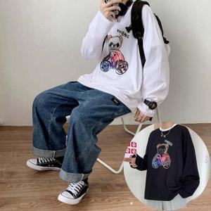 [시스터즈] 그래픽 그림체 오버핏 베어 긴팔티 2컬러