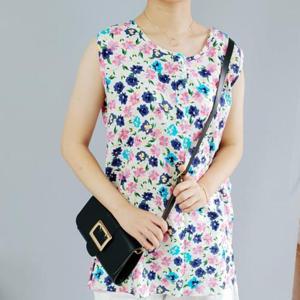 마마옷짱] 여름 꽃무늬 아사면 나시 빅사이즈 민소매