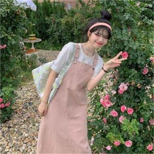 [코코] 바스트 포켓 핑크 멜빵 캐주얼 여성원피스