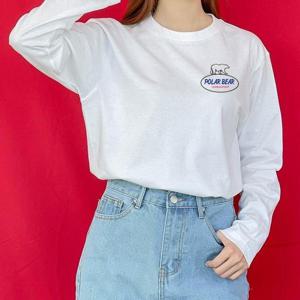 [험블스튜디오] 북극곰로고티 여성면티 레이어드긴팔티