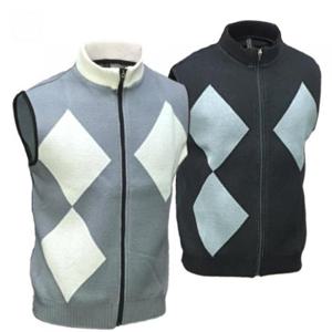 [디블록스] 남성 골프 투패턴 베스트 니트 조끼
