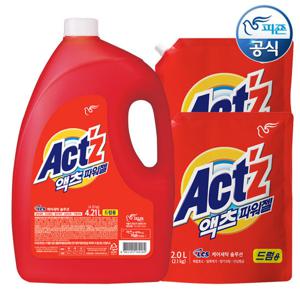 액츠 세탁세제 액체 파워젤(드럼) 4.2L 용기+ 2L 리필 x 2개