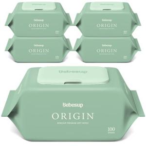 베베숲 오리진 물티슈 100매 캡 5팩