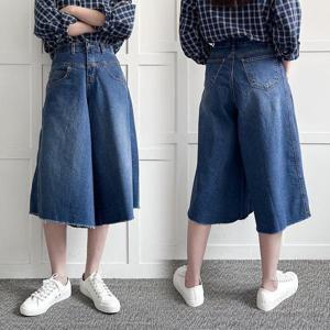 빅사이즈데님팬츠 P893L409 샌드워싱와이드치마바지 LO