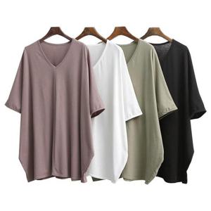 빅사이즈브이넥티 E027L409 루즈핏절개브이넥반팔티 IL