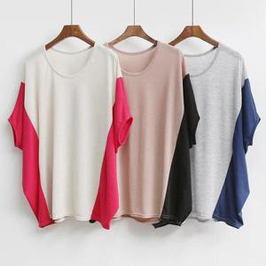 빅사이즈배색티 E028L409 애프터눈가오리반팔티 IL