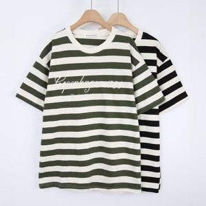 빅사이즈배색티 S764L409 일구단가라배색반팔티 WB