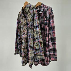 빅사이즈유니크남방 S782L409 워시아웃체크카라셔츠 BN