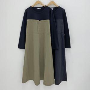 빅사이즈배색원피스 Q548L409 다이엔에드스트링원피스 SM