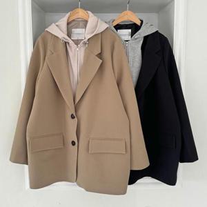 빅사이즈레이어드자켓 Q585L409 캐주얼스태킹후드자켓 SM