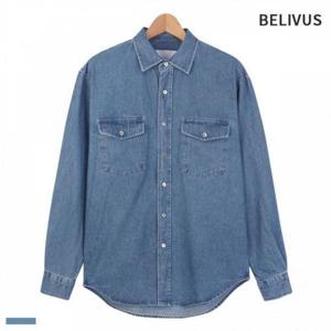 카라 긴팔 셔츠 청남방 남자 데님 BOP073