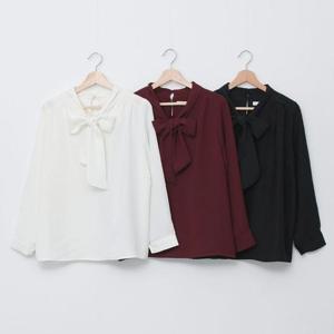 빅사이즈리본블라우스 S827L410 걸스솔리드타이블라우스 BN