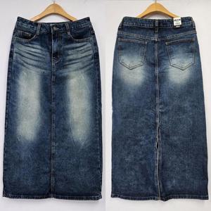 빅사이즈청치마 S804L409 워싱포인트데님롱스커트 LO