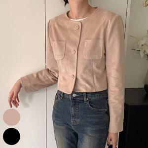 빅사이즈러블리자켓 S889L410 프레즐버튼노카라자켓 DD