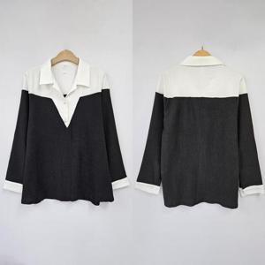 빅사이즈카라블라우스 S921L410 엔젤스브이배색블라우스 BS