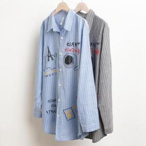 빅사이즈나염셔츠 0136L410 여행박시줄지남방 MN