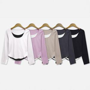 빅사이즈레이어드티 R252L410 이중레이어스퀘어긴팔티 DK