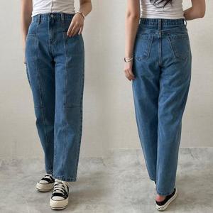 빅사이즈청바지 P127L410 뎀워싱반하이배기팬츠 LO