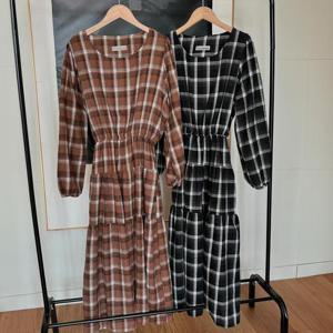 빅사이즈셔링원피스 S980L410 허그체크셔링캉캉원피스 YP