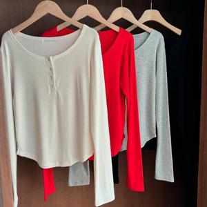 빅사이즈아일렛티 S976L410 파이단추옆셔링긴팔티 YP