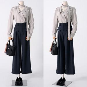 바띠 셔링 타이 블라우스 쉬폰 오피스룩 데일리 셔츠